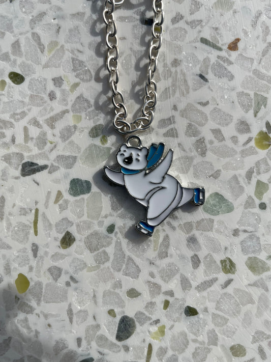 Skating polar bear (silver)