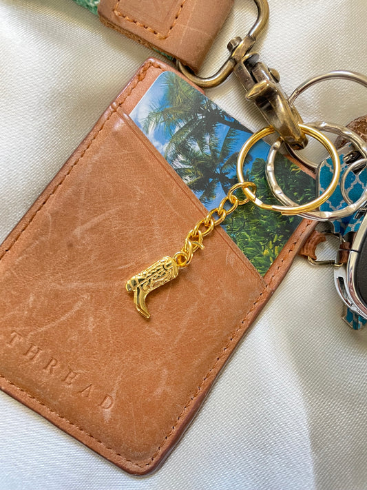 Golden Cowboy Boot Keychain